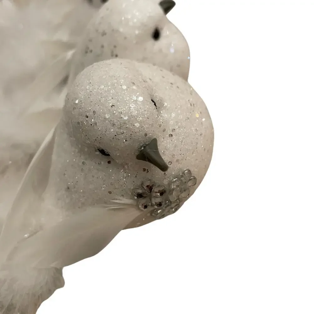 Rachel Roy Rhinestone Feathered Dove Christmas Tree Clips Set of 4 White New